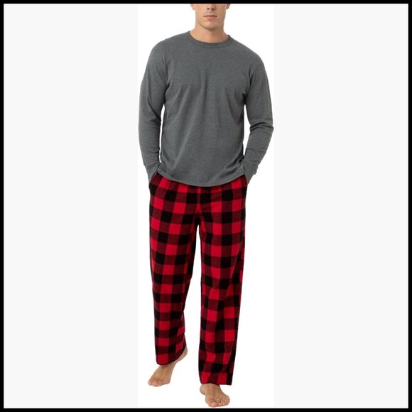 100% Cotton Flannel Pajama Set with Long Sleeve Top and Pants